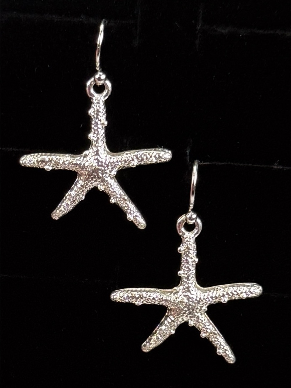 Silvertone Starfish Lightweight Drop Pierced Earrings